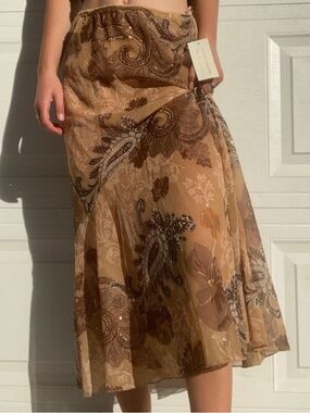 Fairycore Paisley Midi Skirt | Sheer Layered Ethereal Cottagecore Skirt L